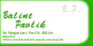 balint pavlik business card