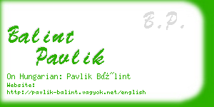 balint pavlik business card